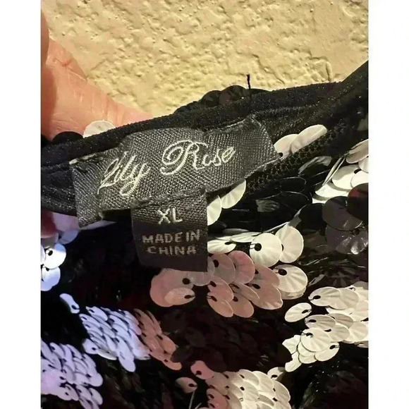 Lily Rose Womens XL Checkerboard Sequined Mini Slip Dress Holiday New Year Party - Picture 5 of 10